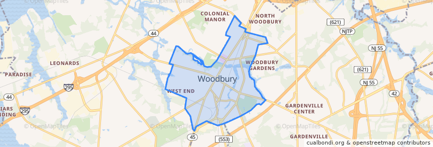 Mapa de ubicacion de Woodbury.