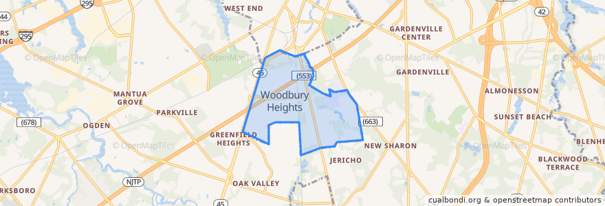 Mapa de ubicacion de Woodbury Heights.