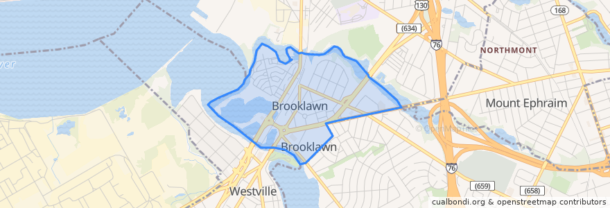 Mapa de ubicacion de Brooklawn.