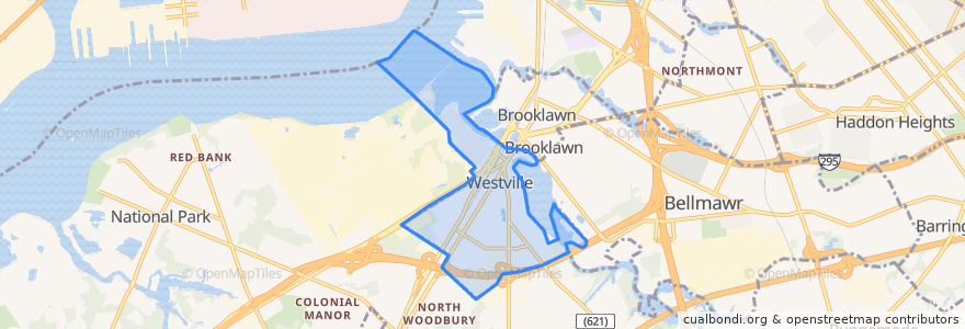 Mapa de ubicacion de Westville.