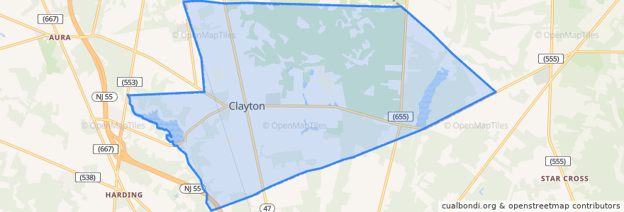 Mapa de ubicacion de Clayton.