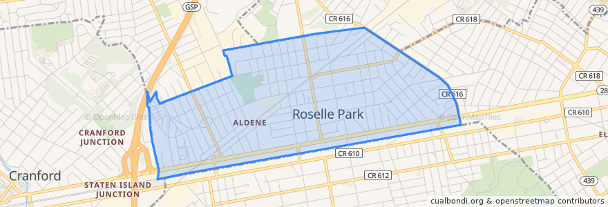 Mapa de ubicacion de Roselle Park.