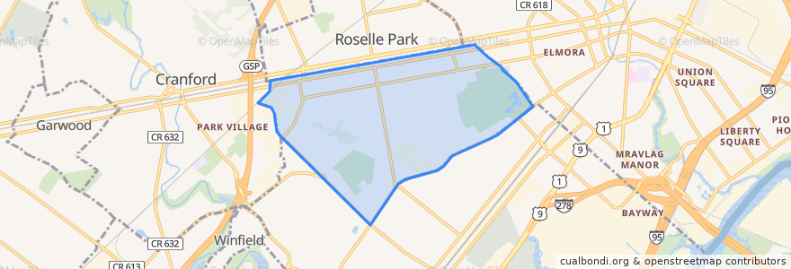 Mapa de ubicacion de Roselle.