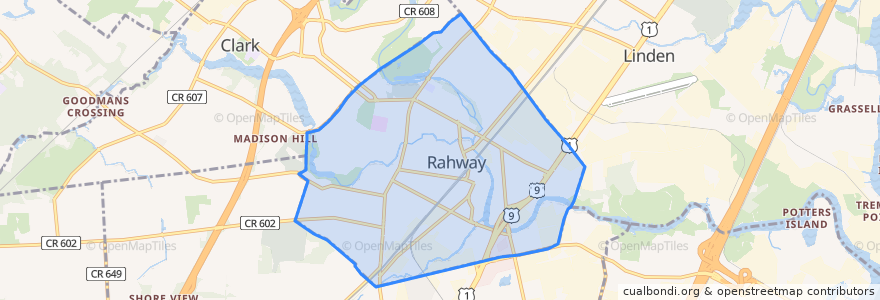 Mapa de ubicacion de Rahway.