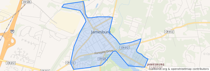 Mapa de ubicacion de Jamesburg.