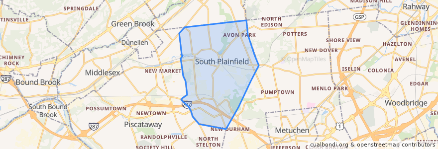 Mapa de ubicacion de South Plainfield.