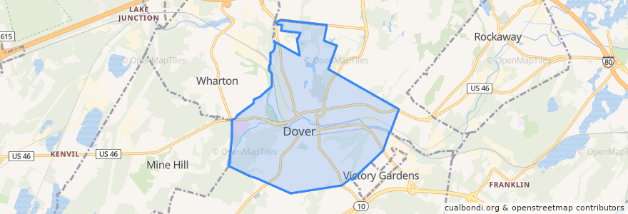 Mapa de ubicacion de Dover.