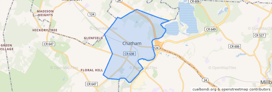 Mapa de ubicacion de Chatham.