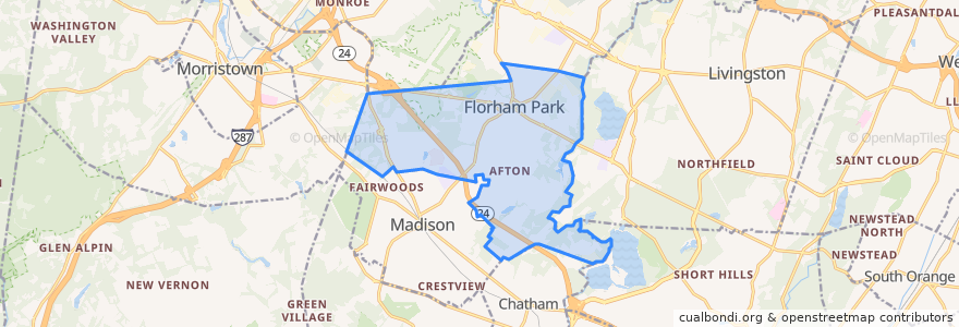 Mapa de ubicacion de Florham Park.