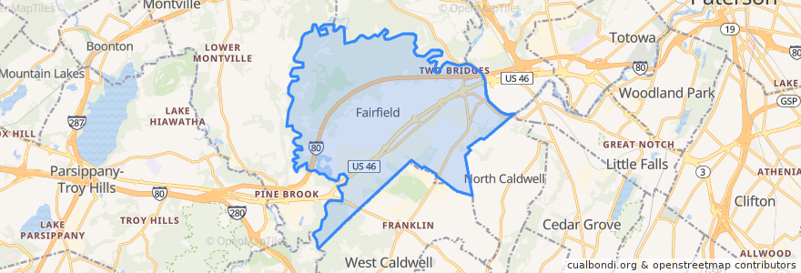 Mapa de ubicacion de Fairfield.