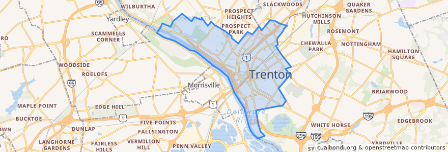 Mapa de ubicacion de Trenton.