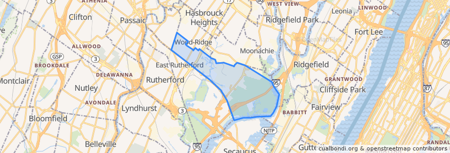 Mapa de ubicacion de Carlstadt.