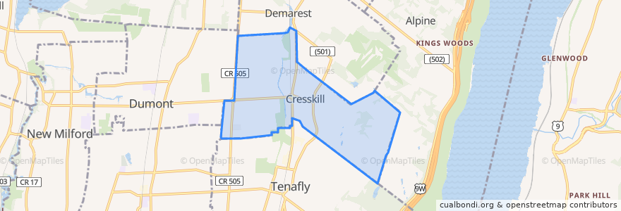 Mapa de ubicacion de Cresskill.