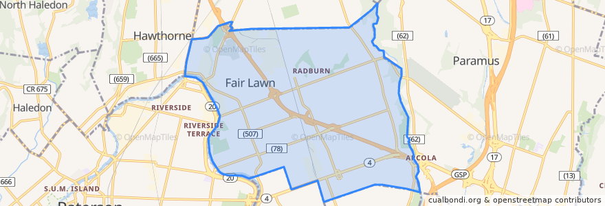 Mapa de ubicacion de Fair Lawn.