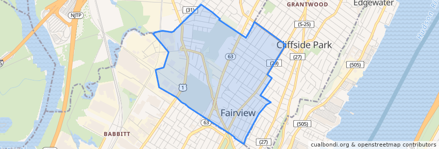 Mapa de ubicacion de Fairview.