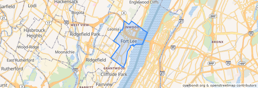 Mapa de ubicacion de Fort Lee.