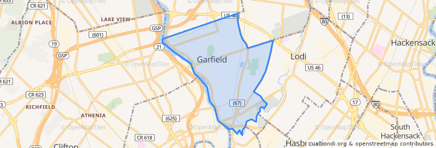 Mapa de ubicacion de Garfield.