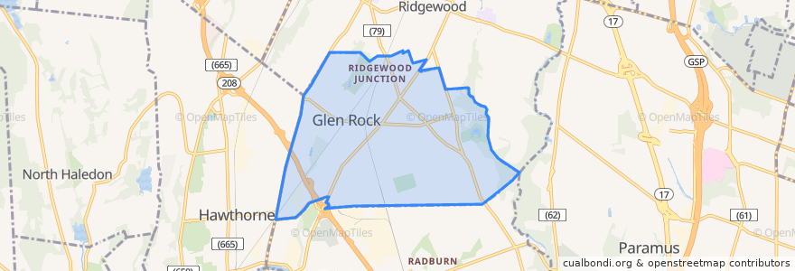 Mapa de ubicacion de Glen Rock.