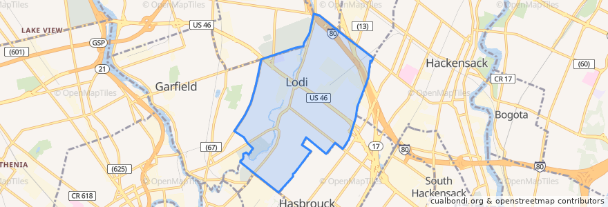 Mapa de ubicacion de Lodi.