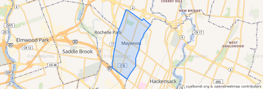 Mapa de ubicacion de Maywood.