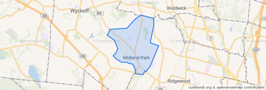 Mapa de ubicacion de Midland Park.