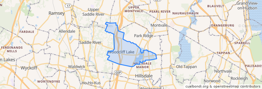 Mapa de ubicacion de Woodcliff Lake.