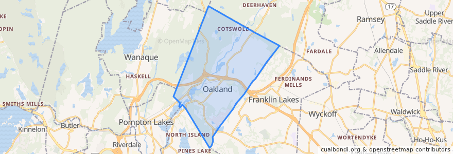 Mapa de ubicacion de Oakland.