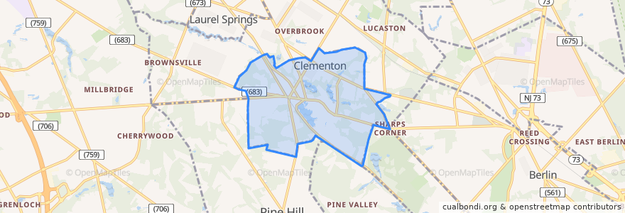 Mapa de ubicacion de Clementon.