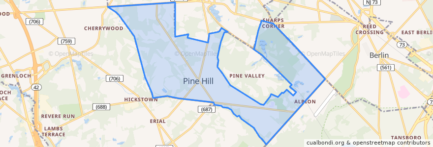 Mapa de ubicacion de Pine Hill.