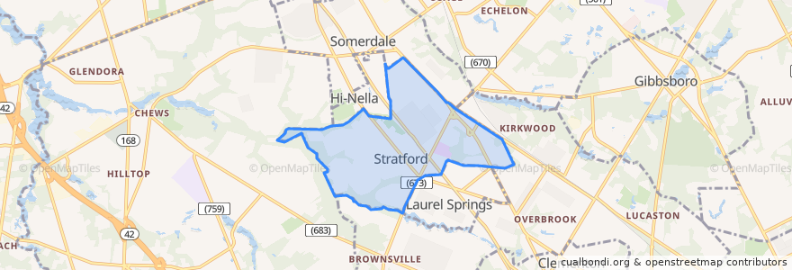 Mapa de ubicacion de Stratford.