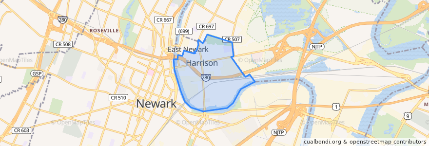 Mapa de ubicacion de Harrison.