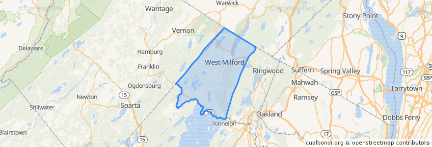 Mapa de ubicacion de West Milford.