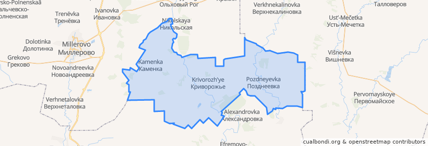 Mapa de ubicacion de Криворожское сельское поселение.