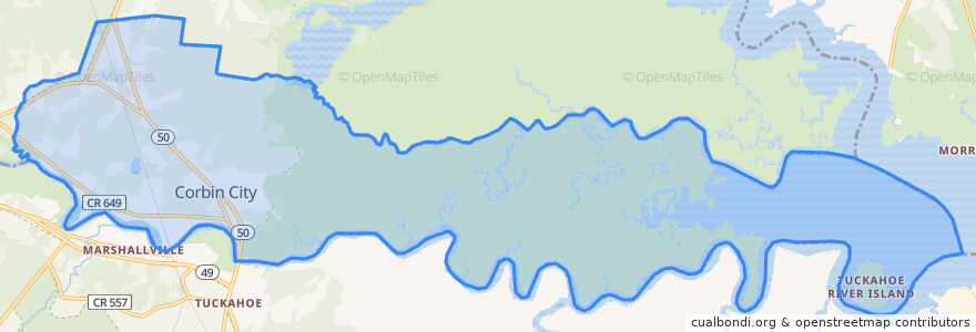 Mapa de ubicacion de Corbin City.