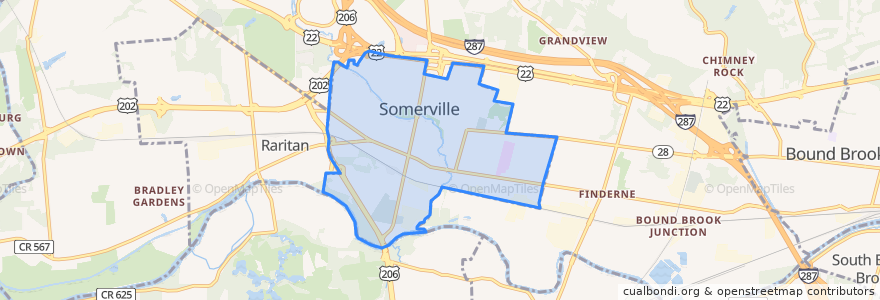 Mapa de ubicacion de Somerville.