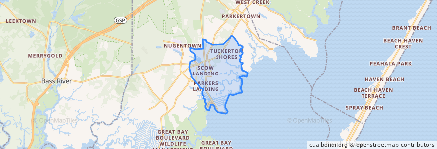 Mapa de ubicacion de Tuckerton.