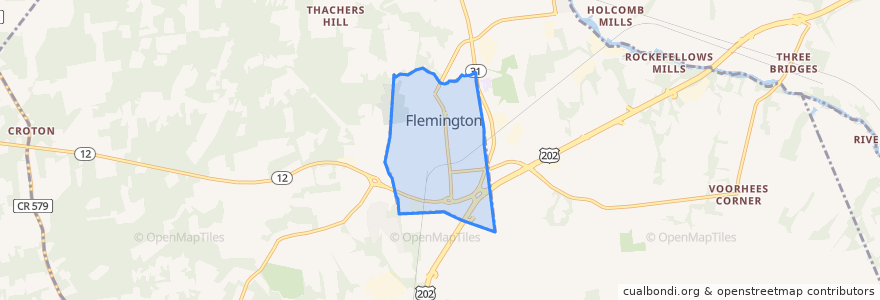 Mapa de ubicacion de Flemington.