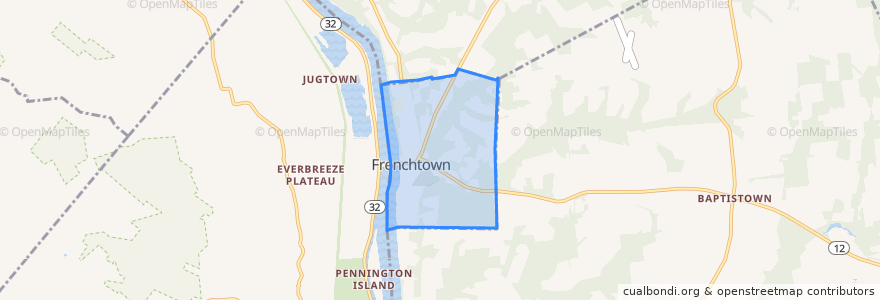 Mapa de ubicacion de Frenchtown.