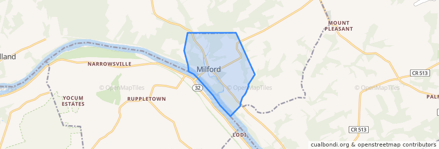 Mapa de ubicacion de Milford.