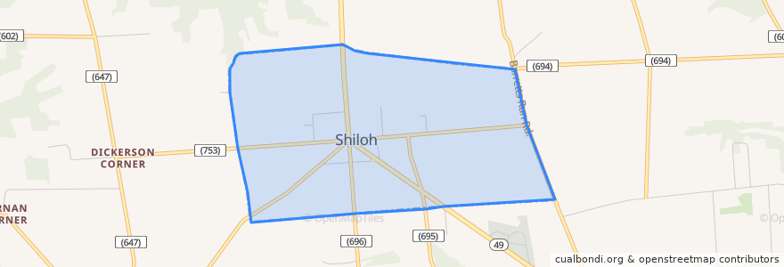 Mapa de ubicacion de Shiloh.