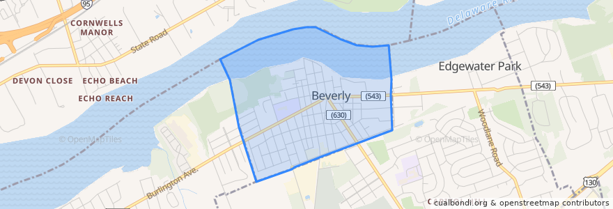 Mapa de ubicacion de Beverly.
