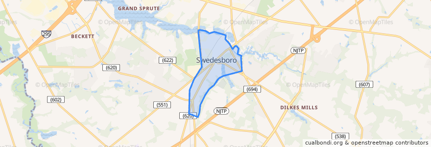 Mapa de ubicacion de Swedesboro.