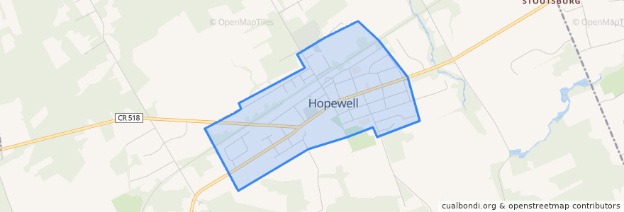 Mapa de ubicacion de Hopewell.