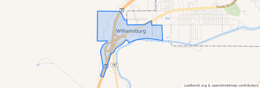 Mapa de ubicacion de Williamsburg.