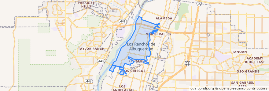 Mapa de ubicacion de Los Ranchos de Albuquerque.