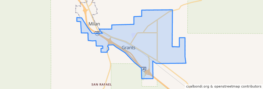 Mapa de ubicacion de Grants.