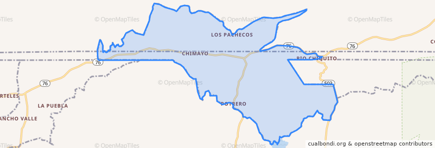 Mapa de ubicacion de Chimayo.