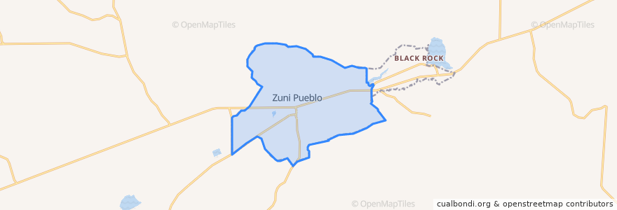 Mapa de ubicacion de Zuni Pueblo.