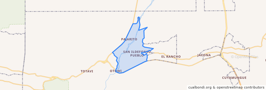 Mapa de ubicacion de San Ildefonso Pueblo.