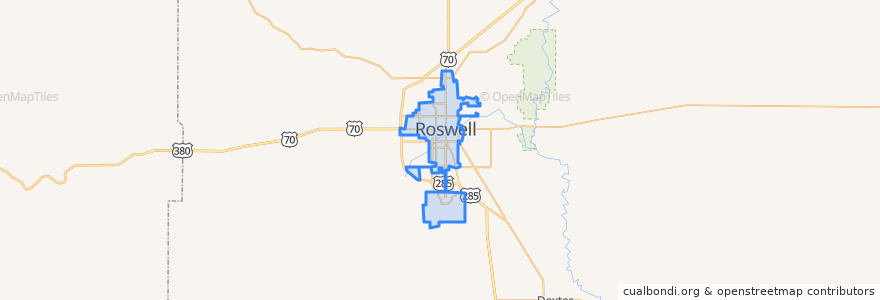 Mapa de ubicacion de Roswell.